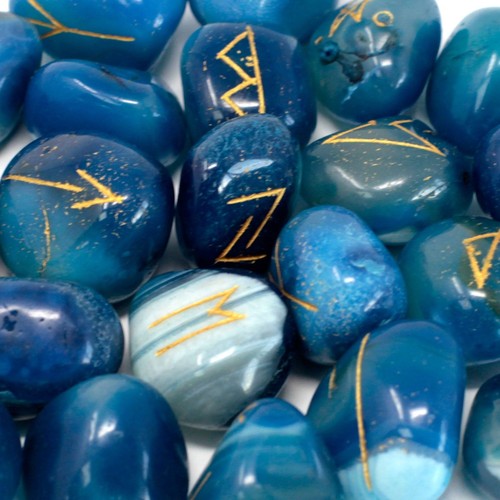 Blue onyx indian runes stone - indian,