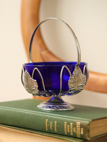 Vintage cobalt blue glass - blue, dish