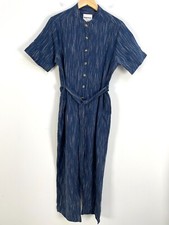 NEW DUSHYANT Womens Small Blue Jumpsuit Short Sleeve Belt Pockets One Piece