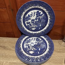 Blue Willow Dinner Plates 10 Inches 6 Royal Wessex Fine China Retro Cottagecore