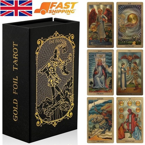 Gold foil tarot cards with - gold,