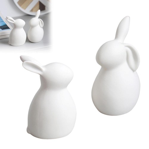 2pc ceramic white rabbit - white,