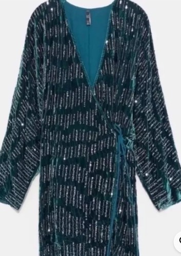 Zara teal beaded sequin wrap - zara,