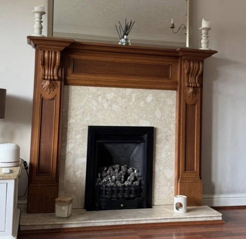 Wooden fire surround - ,, marble