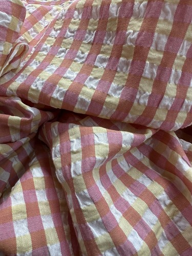 Vintage cotton coral gingham - coral,