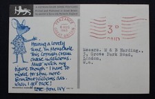 Penzance, Cornwall 1965 3d PAID Meter mark on a Mousehole postcard