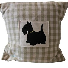 SCOTTIE DOG cushion light green check home decor