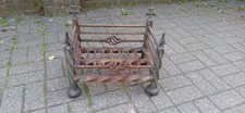 Antique Wrought Iron Fire Grate Gothic Fireplace Basket Hearth