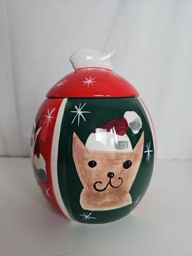 Cat christmas cookie jar with - christmas,