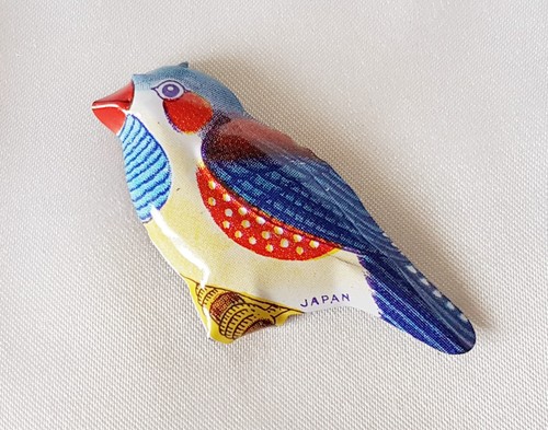 Tin brooch bird - brooch,