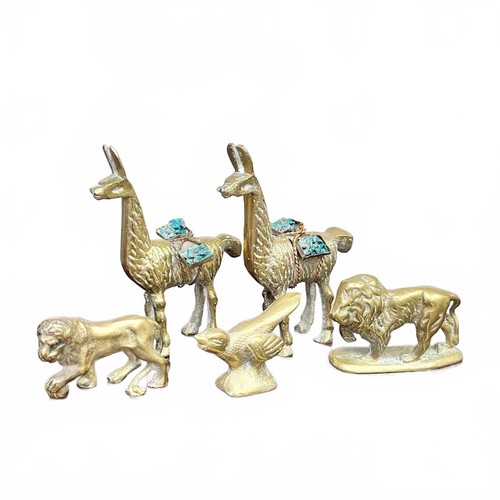 Five miniature brass animal - five,
