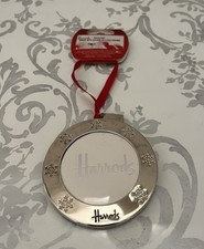 HARRODS 2010 SILVER Plated CHRISTMAS BAUBLE DECORATION  NEW Frame Tag RARE TREE 