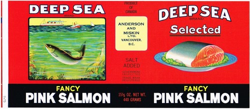 Tin can label vintage salmon - vintage,