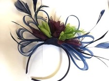 BESPOKE Navy Blue Lime Green Purple Fascinator Headband UK Wedding Ascot Races