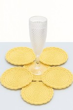 Title:Handmade Crochet Coasters Set of 6 – Soft Peach Round Drink Mats