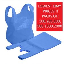 HIGH QUALITY PLASTIC VEST CARRIER BAGS BLUE/WHITE REUSAB