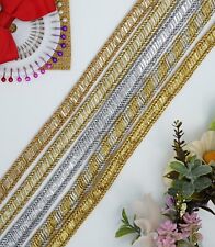 9 Yard Gotta Patti Sari Border Scalloped Sheer Tissue Fabric Lace Trim With Foil