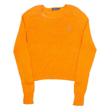 POLO RALPH LAUREN Girls Jumper Orange Crew Neck Tight Knit L