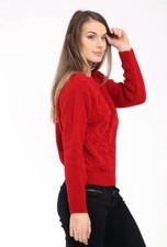 Ladies Women Cable Knit Long