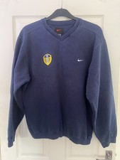 Leeds United Football Nike Vintage Navy Retro V-Neck Sweatshirt 2000 Y2K Large L