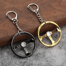 Creative Car Steering Wheel Key Chain Car Parts Metal Keyring Accessories Gift
