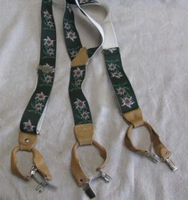 vintage braces stretch floral tan brown beige leather  one size