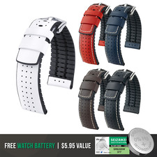 HIRSCH Tiger Calf Leather Watch Strap - Performance Caoutchouc-QR+Bonus Battery