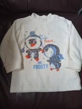 Baby White Long Sleeve Shirt Mr. Frosty Penguin 9 Months soft
