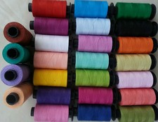 25 Large SEWING 100% PURE COTTON THREAD Spools, 25 Dif. Colors+25 BOBBINS FREE