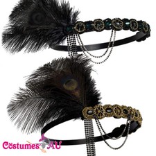 1920s Headband Black Feather