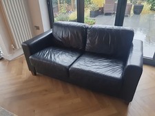 Black Leather Two-Seater Sofa