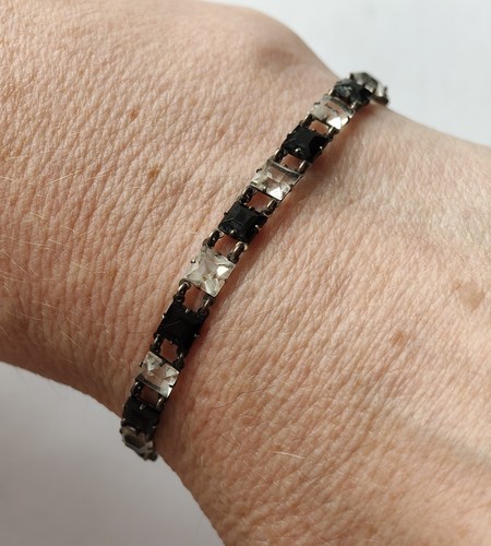 Art deco tennis bracelet - bracelet, black