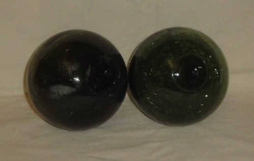 Pair vintage green glass - pair, of
