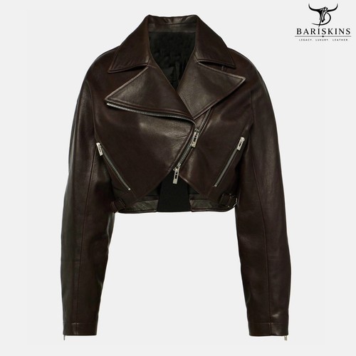 Women lambskin leather cropped - lambskin,