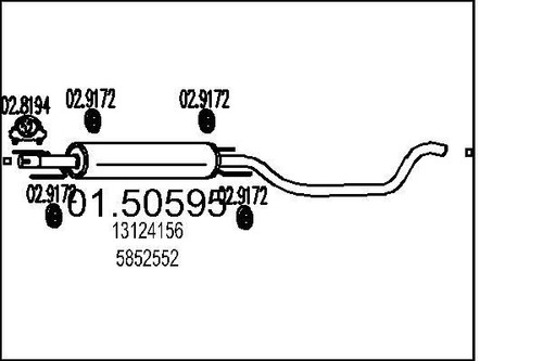 Mts 50595 centre muffler - mts,