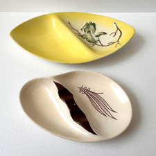 2 Vintage 50s Carlton Ware Australian Design Small Dishes, Yellow & 'Windswept'