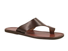 Brown leather thong sandals for men Handmade in Italy