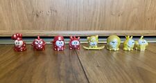 OM NOM CUT THE ROPE SMALL FROG MONSTER FIGURES X 8, PEARLISED YELLOW & RED, VTG