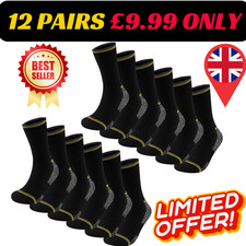 12 PAIRS Mens Work Socks Workwear Reinforced Cushion Sole Boot Sock Size 6-11 UK