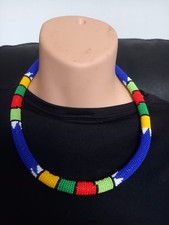 African Jewellery Handmade Zulu beads Necklace/Headband Blue / Multicoloured