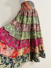 Gypsy Maxi Skirt Long Tiered Hippie Festival Indian Boho Vintage Rainbow Floaty