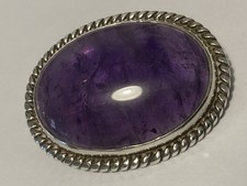 Malcolm Gray (Ortak) 1987 Sterling Silver Amethyst Cabochon Brooch (11.68g)