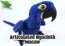 Articulated Hyacinth Macaw 3D Printed Parrot Model - 3D Printed Macaw - Bird Orn
