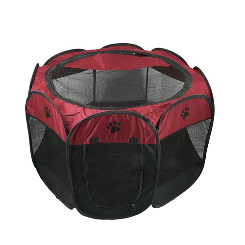 Red portable pet playpen - portable,