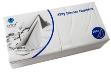 White Paper Napkins 200 x 3ply 40cm 4 Fold Soft Dinner Serviettes Disposable