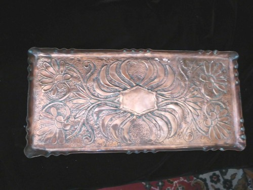 Art nouveau copper platter - art,