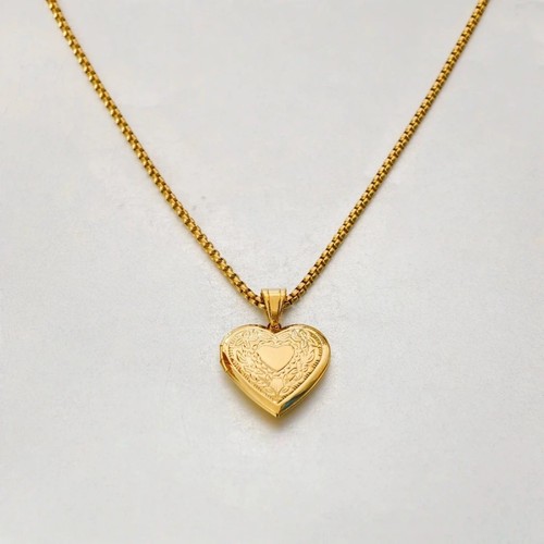 Gold locket necklace - gf,