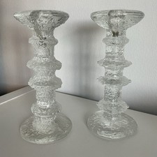 Fabulous Pair Littala FESTIVO 4 Ring Glass Candle Holder Timo Sarpaneva Finland