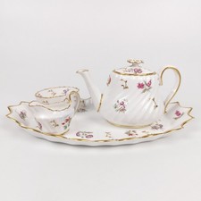 Copelands China Mini Teapot Set Pink Floral Pattern w/ Gold Gilt Trim Vintage