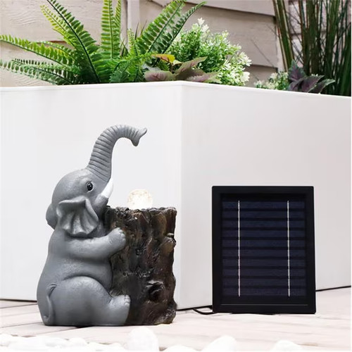 Elephant solar water feature - solar,